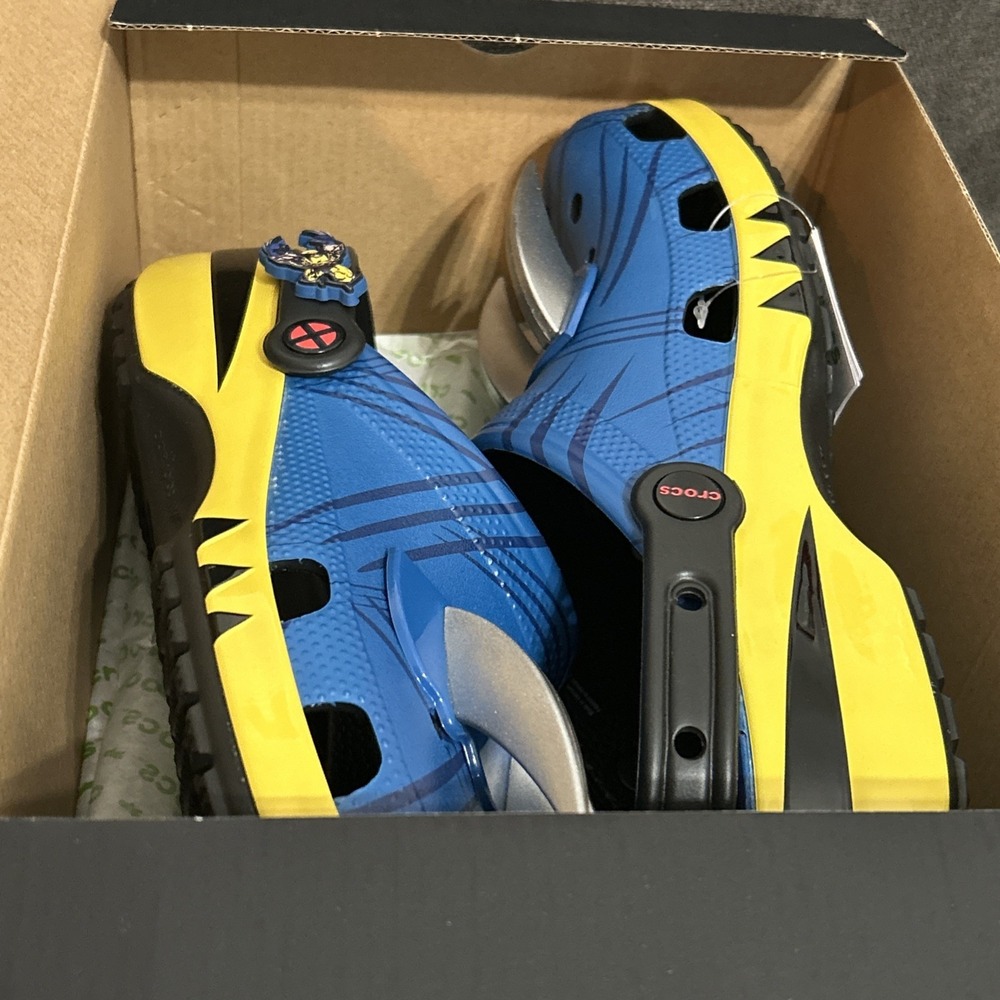 Crocs Wolverine Classic Clog Men 10 Blue Yellow Marvel Claw Superhero 211779-90H - Picture 8 of 9